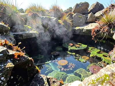 Pool warming in sun showing stress