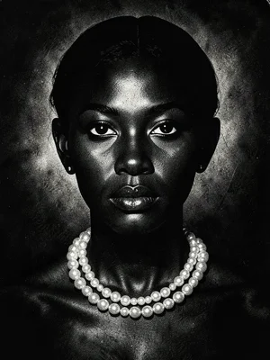 Woman with pearl necklace