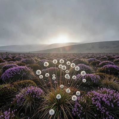 Cotton Grass Backlit in Sun Break