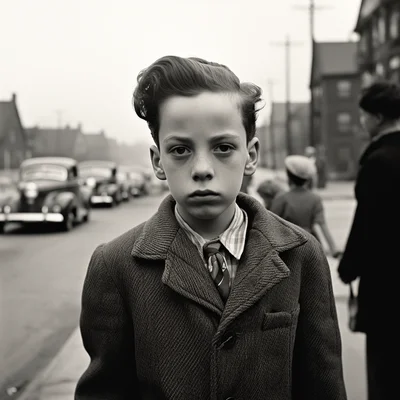 Vivian Maier photo or suburban kid with long forehead