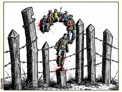Immigration fence question mark