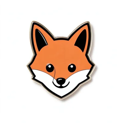 Enamel pin illustration, Little fox face , bold simple design, limited color pal