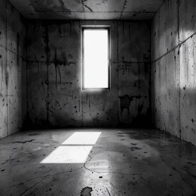 Stark minimalist composition, high contrast black and white tones, Empty concret
