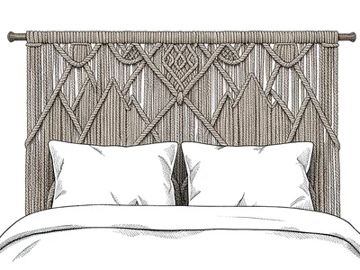 Macrame mountain headboard