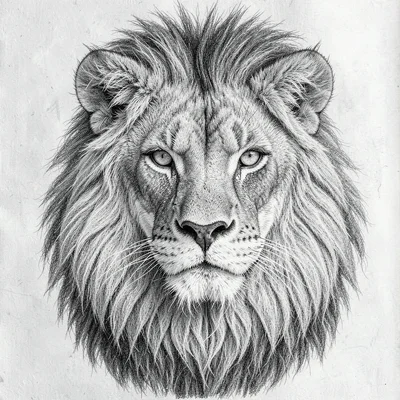 Lion face with detailed mane