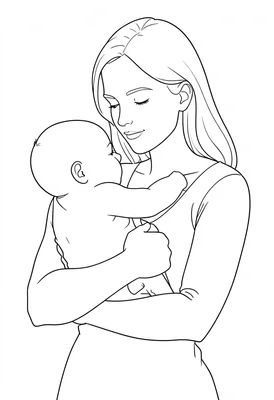 Mother and baby continuous line