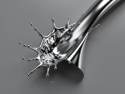 Thin chrome sheet peeling away from a surface, revealing matte grey underneath, 