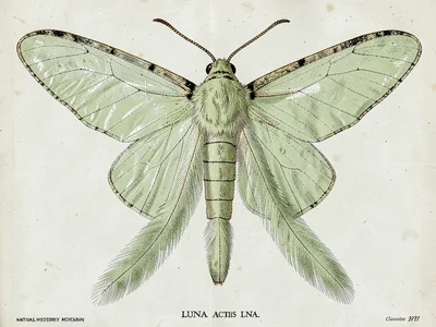 Luna moth entomological plate