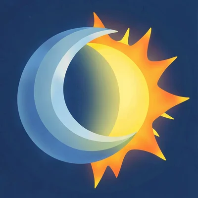 Morphing vector illustration, moon morphing into sun , smooth vector gradients, 