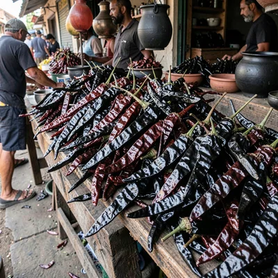 Through Oaxacan black clay vision, barro negro consciousness, Market stall of dr