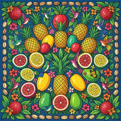 Mandala des Fruits Tropicaux