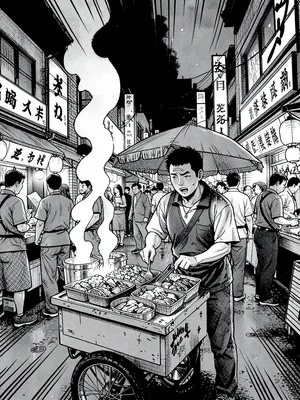 Night market food vendor