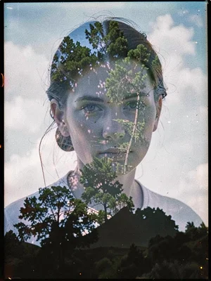 Portrait with forest overlay