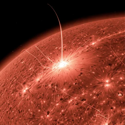 Ellerman bomb, intense brightening deep in the chromosphere where emerging flux 
