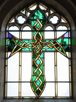 Celtic cross stained glass