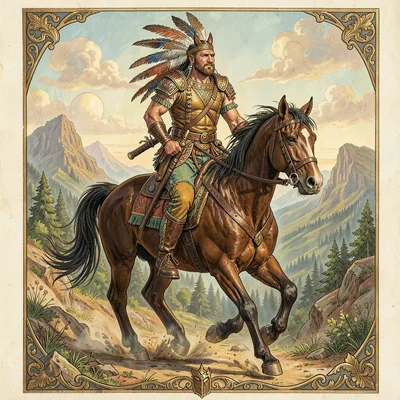 Native American warrior on horseback
