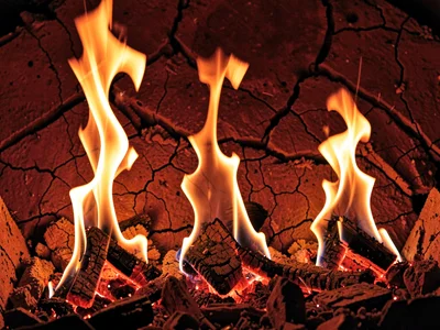Multiple flame heights creating texture