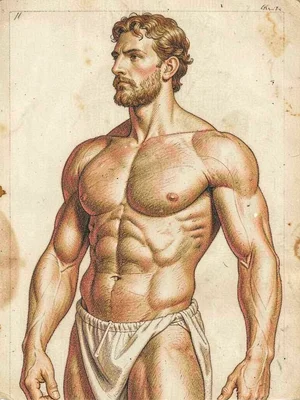 Male torso musculature study