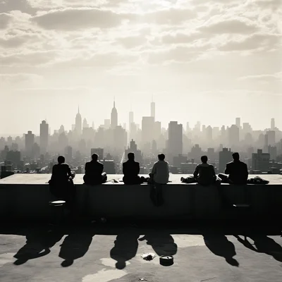 Street photo in the style of Vivian Maier A group of