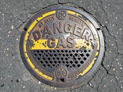 Gas Utility Lid with Warning Lettering