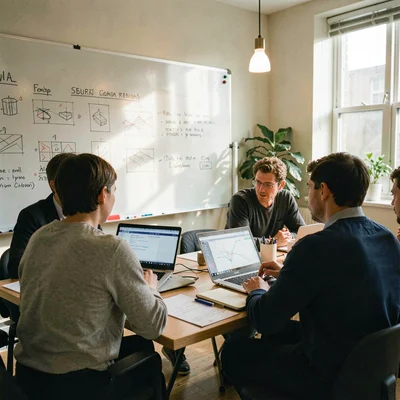 Documentary photograph, Startup meeting room with whiteboard full of product wir