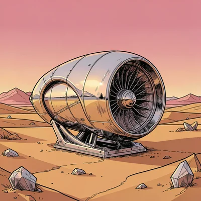 The Engine in Desert Light