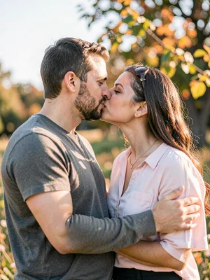 Couple almost kissing