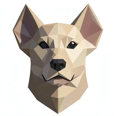 Low-poly illustration, geometric dog portrait , faceted geometric surfaces, tria
