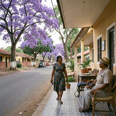 Jacaranda season purple light in suburban Harare, Zimbabwe, Alexandra Park subur