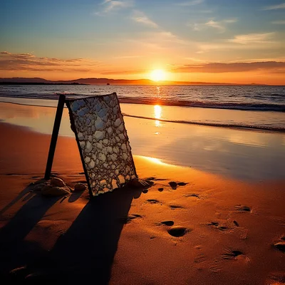Photo During a vibrant sunset a mirror on the beach r
