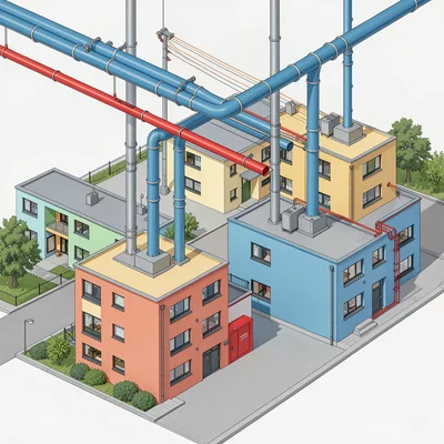 Danish design infrastructure, hygge mechanics, District heating pipes above grou