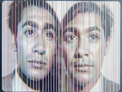 Lenticular moiré pattern from photographing lens sheet at slight angle, interfer
