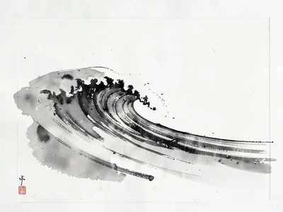 Wave approaching shore as single diagonal