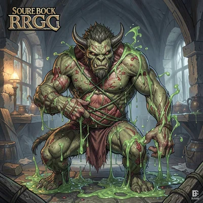 RPG sourcebook illustration, a troll regenerating from wounds, green ichor and f