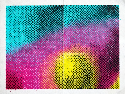 Halftone gradient from 5% to 95% dot coverage, individual dots growing from tiny