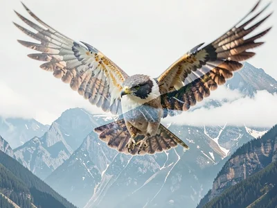 Bird with mountain becoming wing