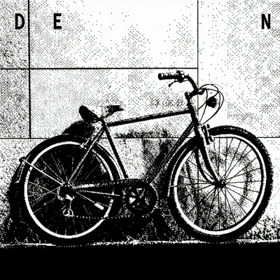1-bit dithered illustration, bicycle leaning on wall , black and white only, dit