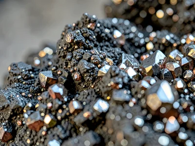 Volcanic cinder texture with metallic sheen