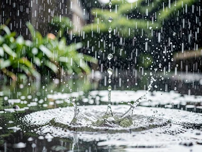 Rain ending showing last drops falling