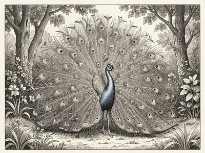 Peacock in garden