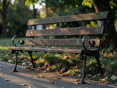 Park bench in fading ambient light
