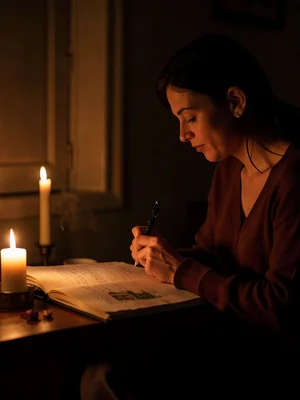 Reading by candlelight