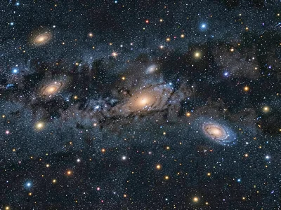 Wide field showing galaxy density in cluster