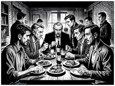 Strangers sharing meal
