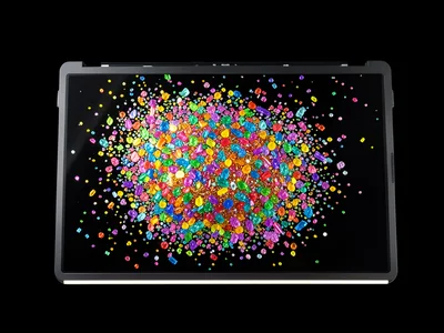 Flatbed scan of rainbow confetti and glitter, detailed, celebratory