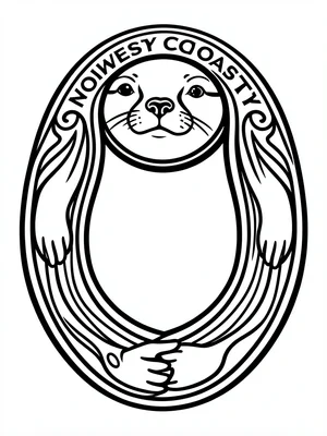 Sea otter floating — round face as primary ovoid, paws folded, body curving