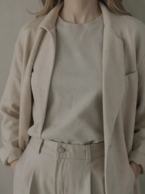 Neutral outfit details close-up