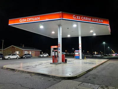 Gas station at night