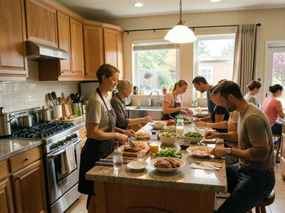 Kitchen during dinner rush