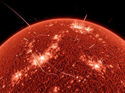 Solar moss, bright patchy emission at the base of hot coronal loops, texture lik